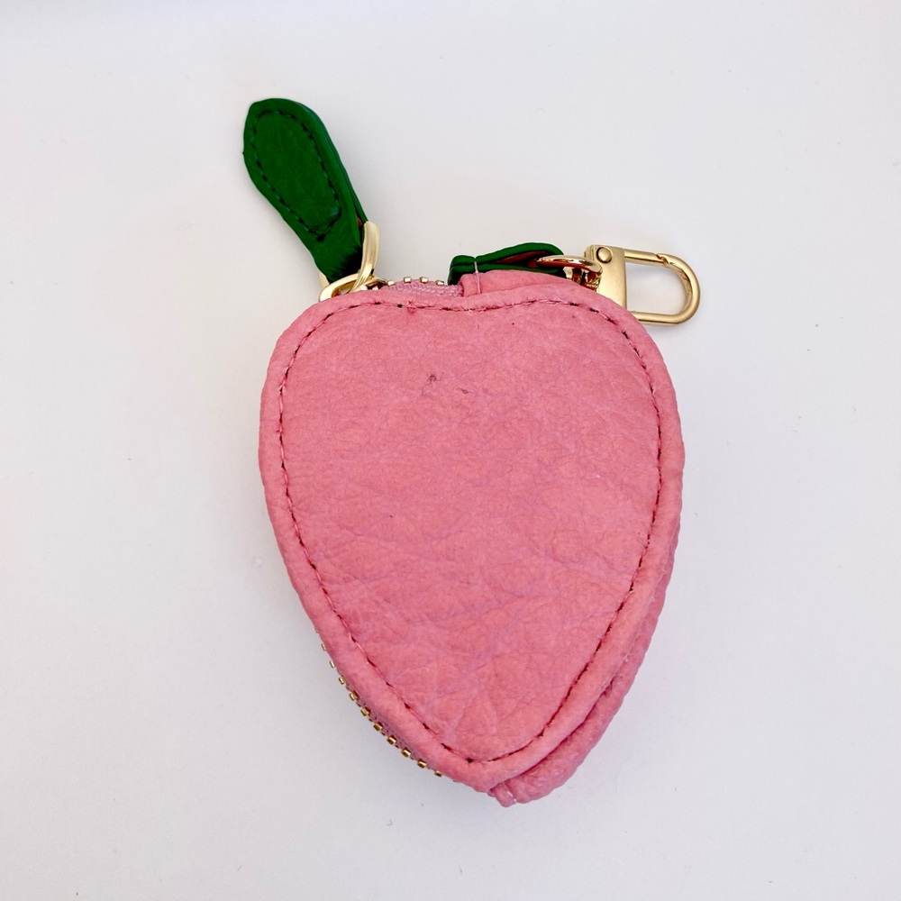 Strawberry Coin Purse Keychain Pink Strawberry purse charm Keychain pouch - Picture 6 of 15